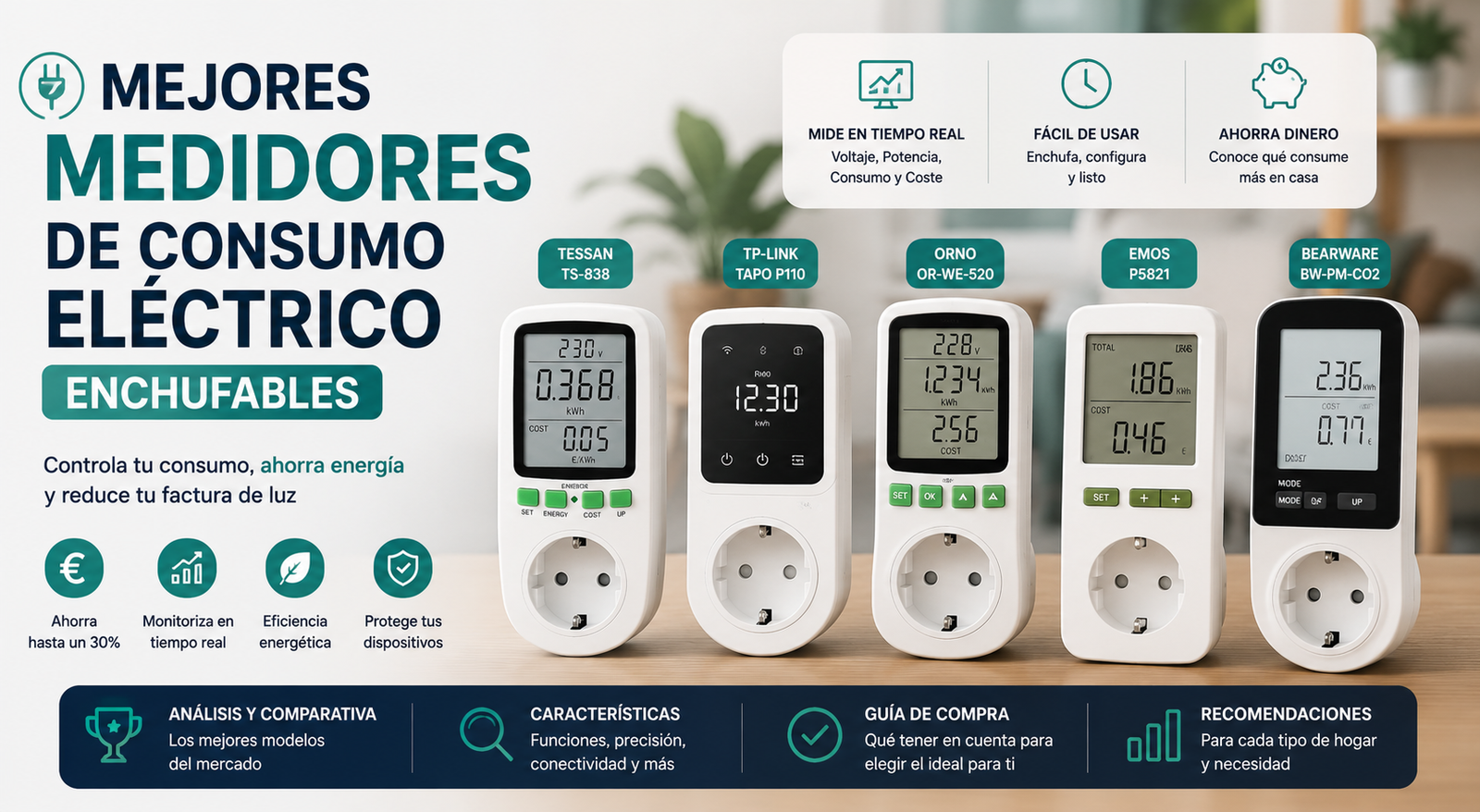 Mejores Medidores de Consumo Eléctrico Enchufables de 2026